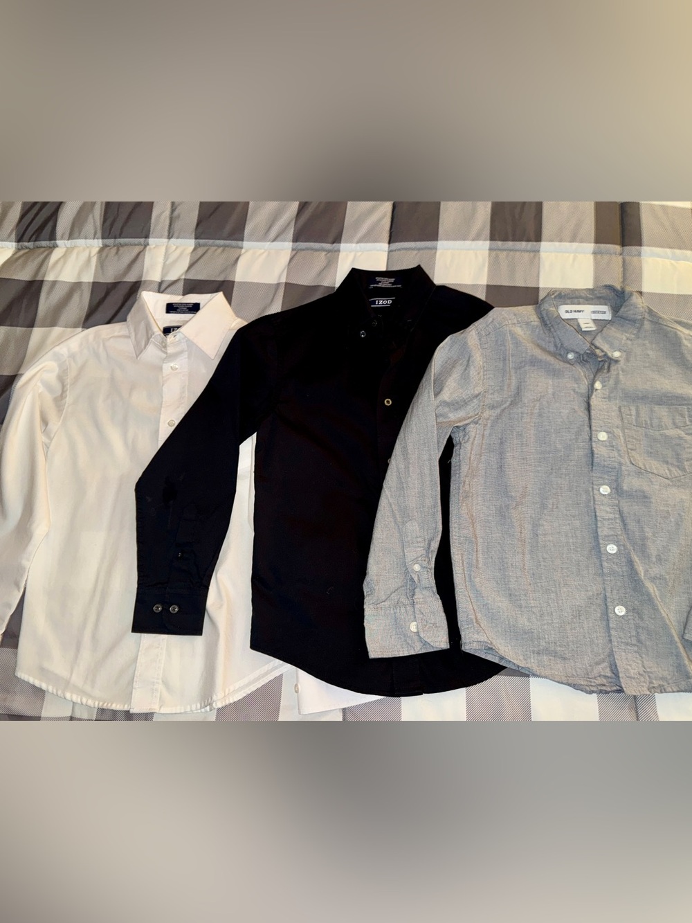 3 Long-Sleeve Button Up Collared Dress Shirts
